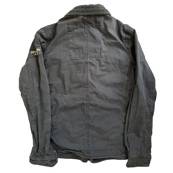 Abercrombie & Fitch Jacket Mens Medium Gray Military Field Charcoal Cotton - Picture 8 of 8